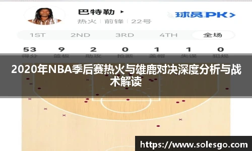 2020年NBA季后赛热火与雄鹿对决深度分析与战术解读